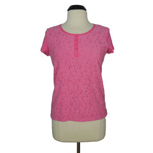 JONES NEW YORK Top Womens L LARGE Pink Lace Front